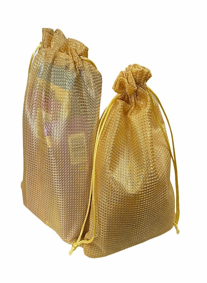 Krisah Plastic 12 Pcs Unisex-Adult Self Design Cloth Potli Bags, Pack Of 12 (Beige) Big Size 23 X 18 Cm - Image 5